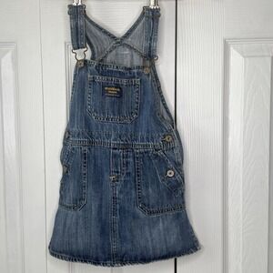 OshKosh‎ b'gosh Girls Dress Size 5T Jean Jumper Overall Vestbak Osh Kosh
